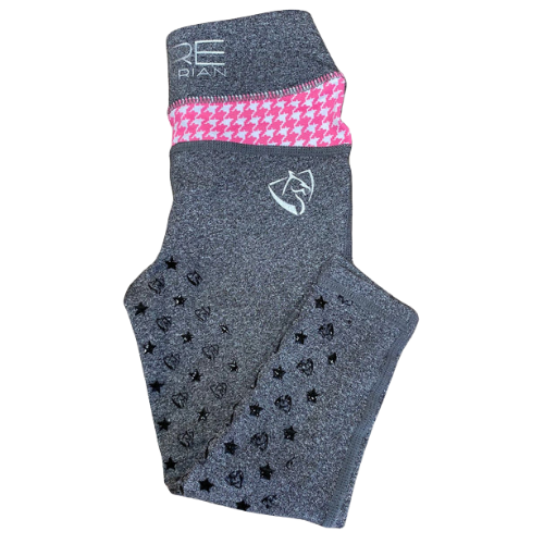 BARE Babes Performance Riding Tights - GREY WITH PINK HOUNDSTOOTH
