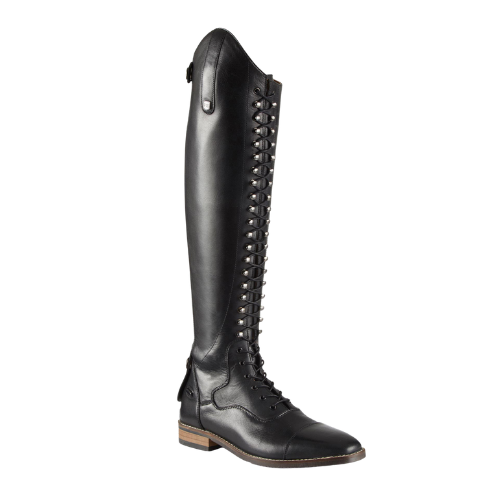 Maurizia Ladies Lace Front Tall Leather Riding Boot Black