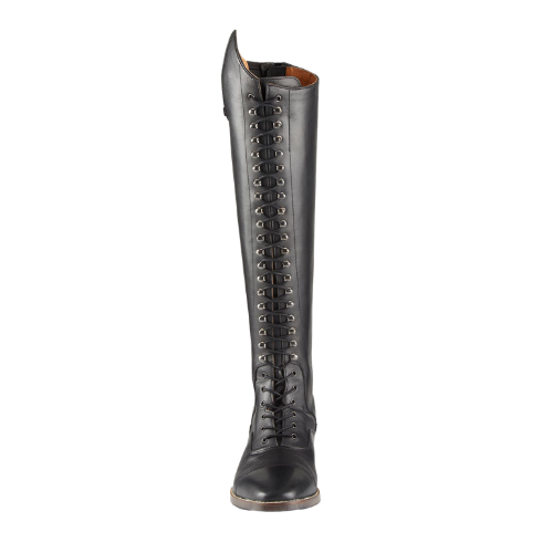 Maurizia Ladies Lace Front Tall Leather Riding Boot Black