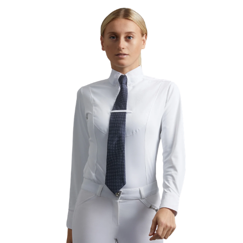 Tessa Ladies Long Sleeve Tie Shirt White