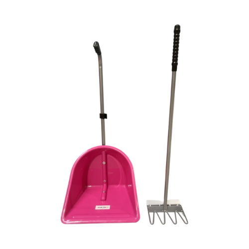 Stable Poo Scoop and Long Handle - Pink