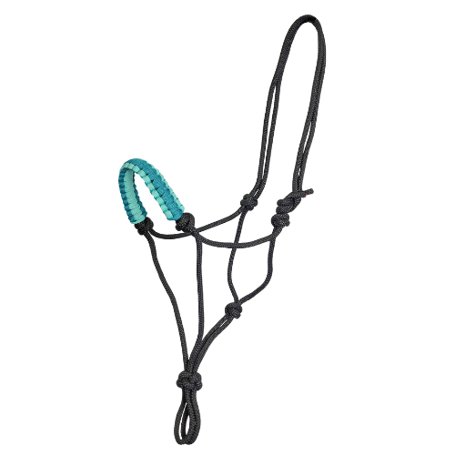 Padded Nose Rope Halter - Black/Turquoise