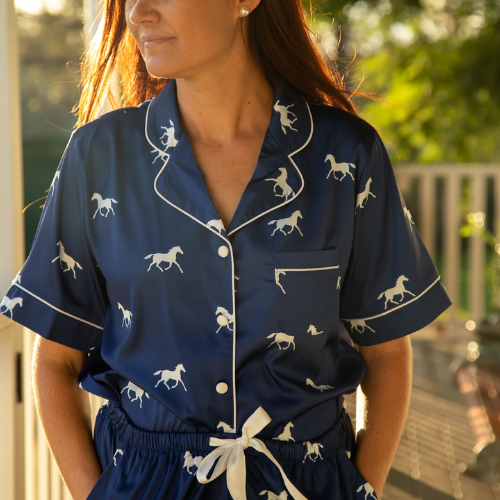 LoLetta Horse Print Pyjamas Midnight Blue